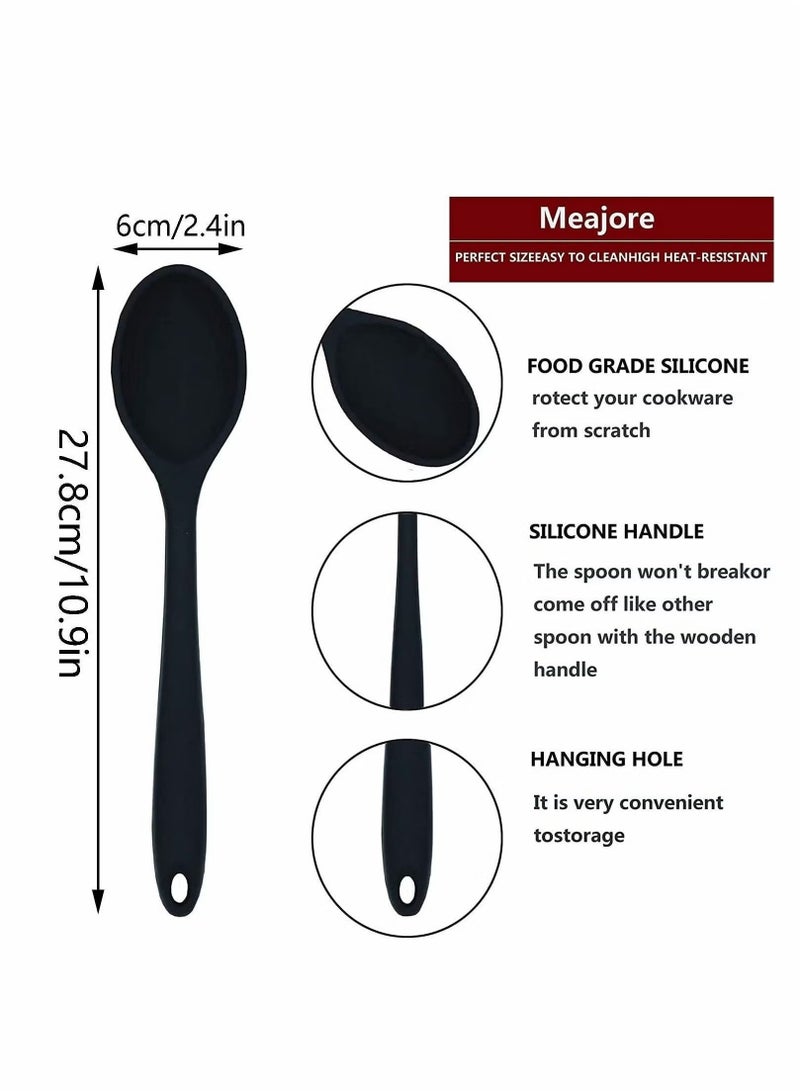 2 Pcs Silicone Spoons, for Cooking Heat Resistant, Hygienic Design Utensi Mixing Spoons Kitchen Baking Stirring Tools Stirring, and Serving - Image 3