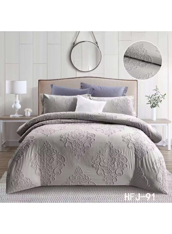 Embossed Damask Pattern Bedding Set, Grey