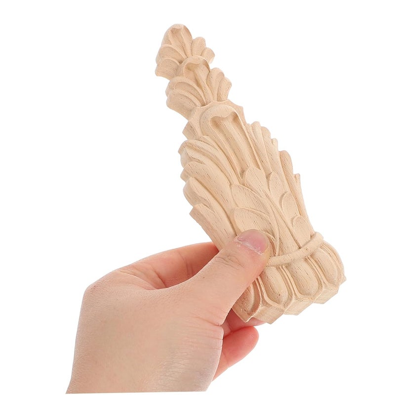 Vintage Wood Carved Applique Onlay Roman Solid Wood Wall Furniture Decor - Image 5