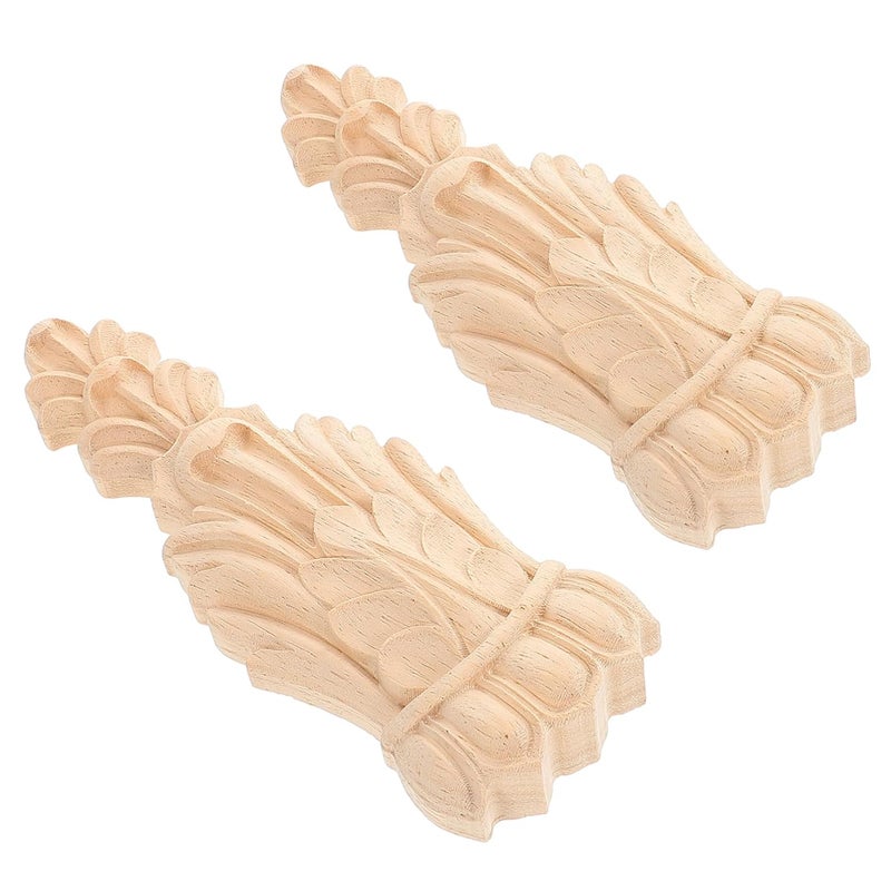 Vintage Wood Carved Applique Onlay Roman Solid Wood Wall Furniture Decor - Image 2