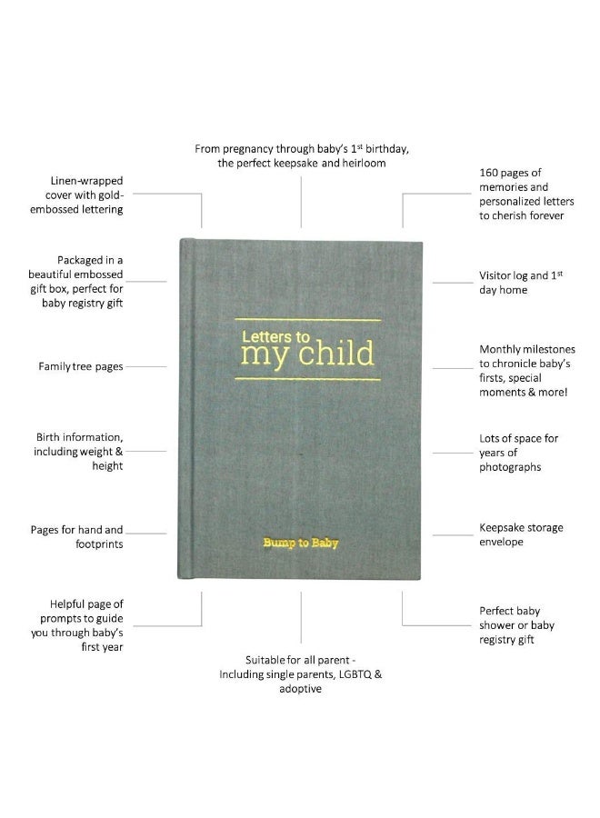 لوفلي سبروتس Letters To My Child - A Childhood History Keepsake of Personalized Letters: From Pregnancy to Babyâ€™s 1st Birthday (Grey) | Baby Book and Pregnancy Journal | Baby Memory Book - Image 2