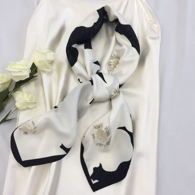 Julunar Silk Like Head Scarf for Women - Satin Large Hair Scarves - 35" Square Silk Hair Wrap for Sleeping with Gift Packed - Image 4
