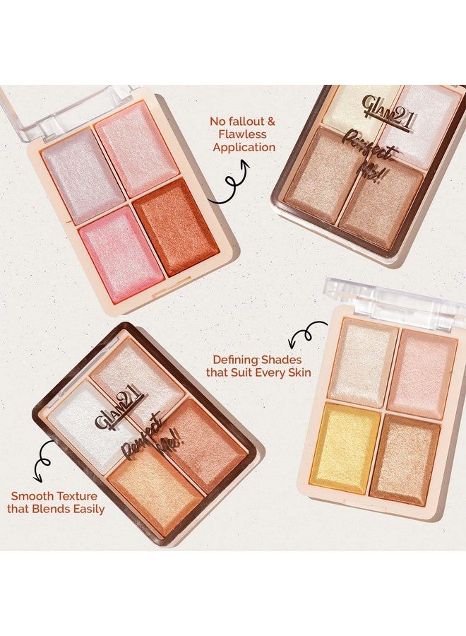 Glam 21 Glam21 Perfect Me! Highlighter Palette Blusher Weightless Long Lasting Illuminating Glow Face Kit 13.2Gm (Shade03) - Image 4