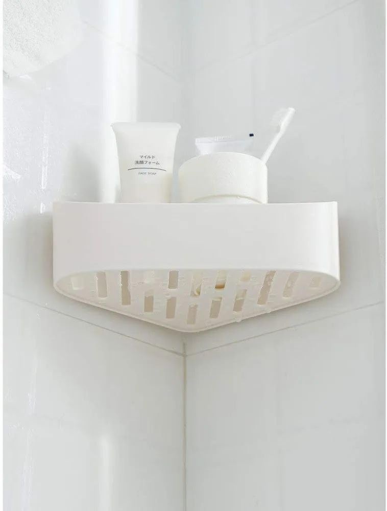 MVM Enterprise Self Adhesive Bathroom Corner Wall Rack use for Home Bathroom Shelf Rack Bathroom Washroom Corner Organizer Stand Organisers Storage Racks Bathroom Shelf Shelves Corner 1 pcs - Image 1
