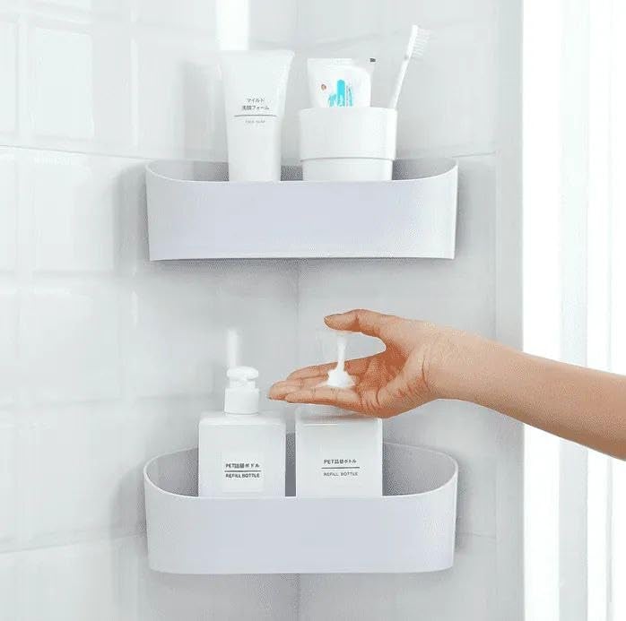 MVM Enterprise Self Adhesive Bathroom Corner Wall Rack use for Home Bathroom Shelf Rack Bathroom Washroom Corner Organizer Stand Organisers Storage Racks Bathroom Shelf Shelves Corner 1 pcs - Image 3