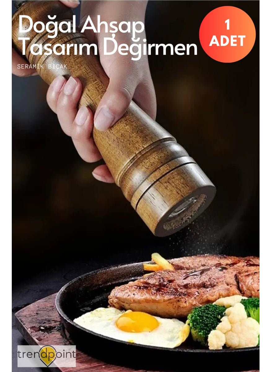Trendpoint 1PCS 22CM Spice Grinder Premium Natural Wooden Mill Black Pepper Salt Coffee Salt&Pepper Shaker  - Image 1