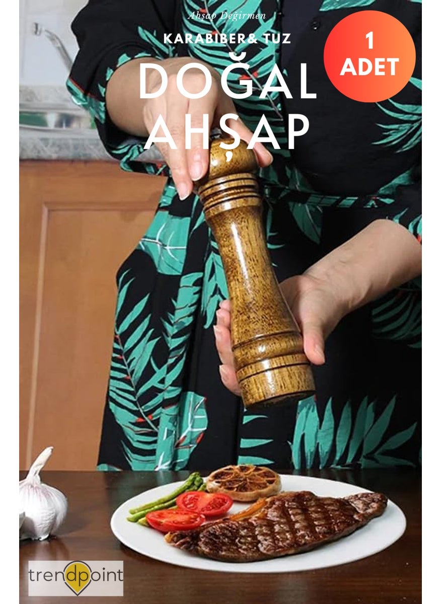 Trendpoint 1PCS 22CM Spice Grinder Premium Natural Wooden Mill Black Pepper Salt Coffee Salt&Pepper Shaker  - Image 3