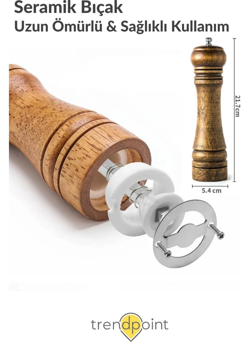 Trendpoint 1PCS 22CM Spice Grinder Premium Natural Wooden Mill Black Pepper Salt Coffee Salt&Pepper Shaker  - Image 4
