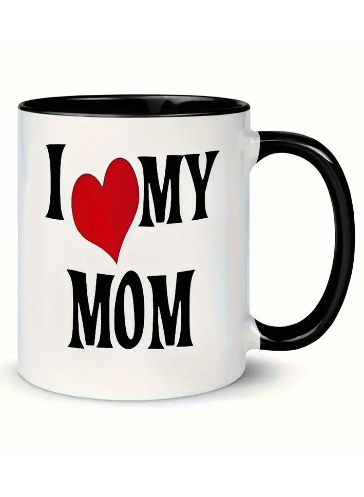 راين كوب قهوة سيراميكي سعة 11 أونصة يحمل عبارة "أحب أمي" - هدية مثالية لعيد الأم وعيد الميلاد، مثالي للأمهات الجدد، أساسيات الحمل، ديكور المنزل - Image 1