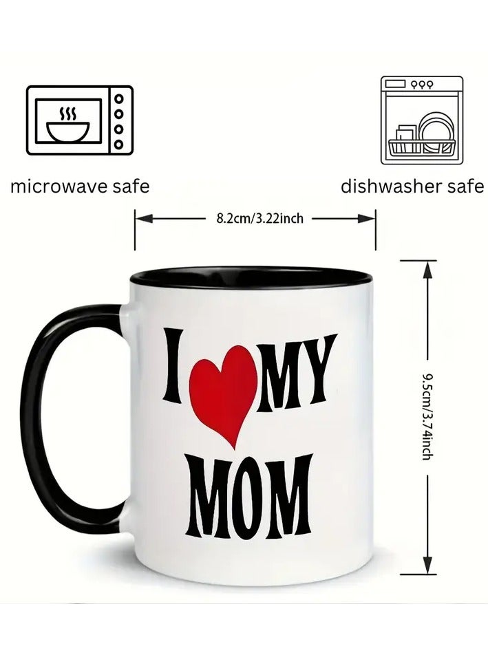 راين كوب قهوة سيراميكي سعة 11 أونصة يحمل عبارة "أحب أمي" - هدية مثالية لعيد الأم وعيد الميلاد، مثالي للأمهات الجدد، أساسيات الحمل، ديكور المنزل - Image 2