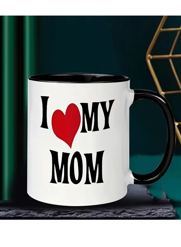 راين كوب قهوة سيراميكي سعة 11 أونصة يحمل عبارة "أحب أمي" - هدية مثالية لعيد الأم وعيد الميلاد، مثالي للأمهات الجدد، أساسيات الحمل، ديكور المنزل - Image 3