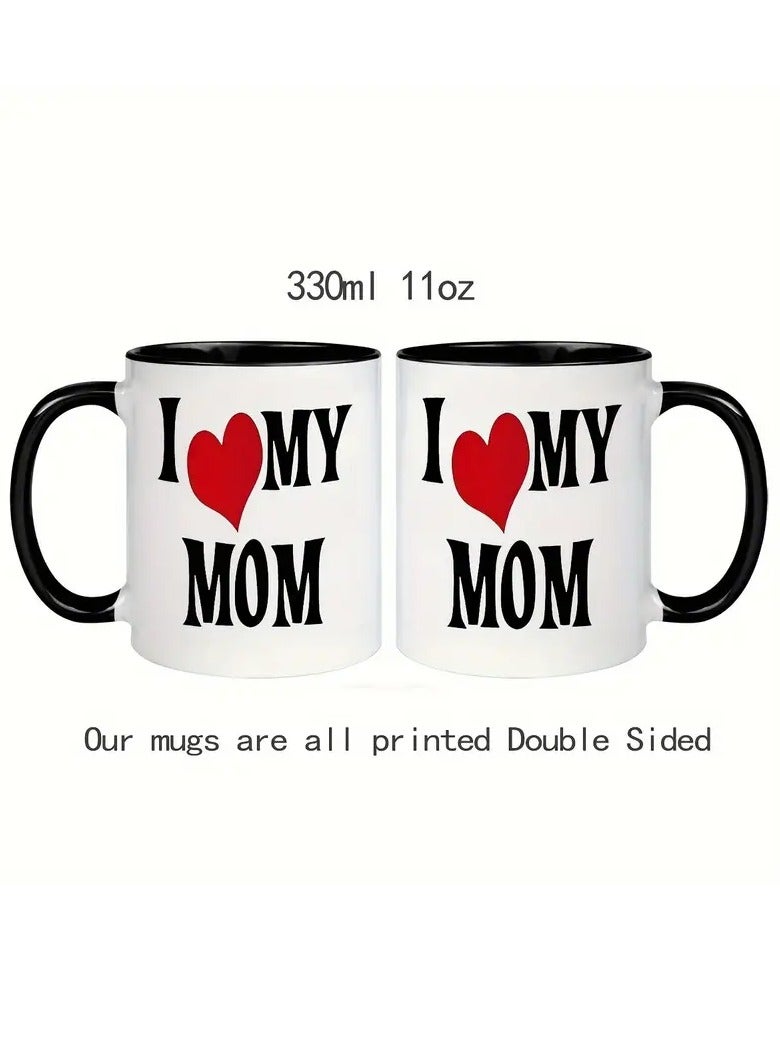 راين كوب قهوة سيراميكي سعة 11 أونصة يحمل عبارة "أحب أمي" - هدية مثالية لعيد الأم وعيد الميلاد، مثالي للأمهات الجدد، أساسيات الحمل، ديكور المنزل - Image 4