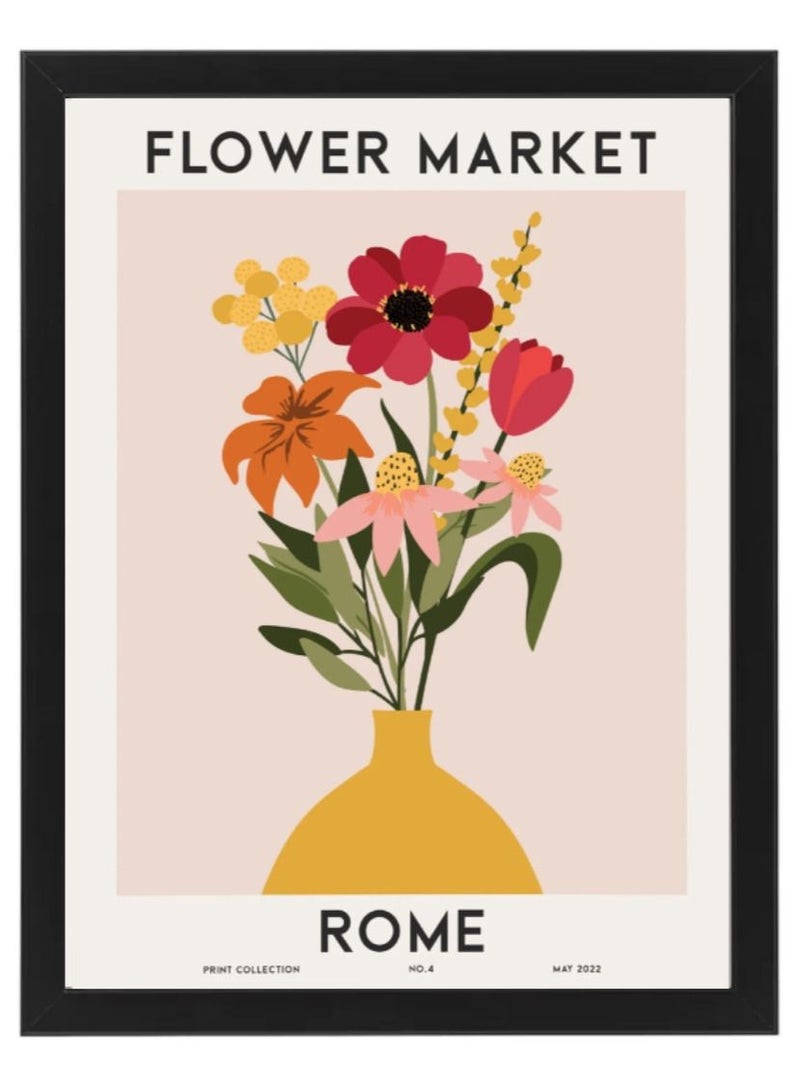 Boomah Accessories Flower Market Rome Colorful Botanical Art Poster with Frame 50x40cm 