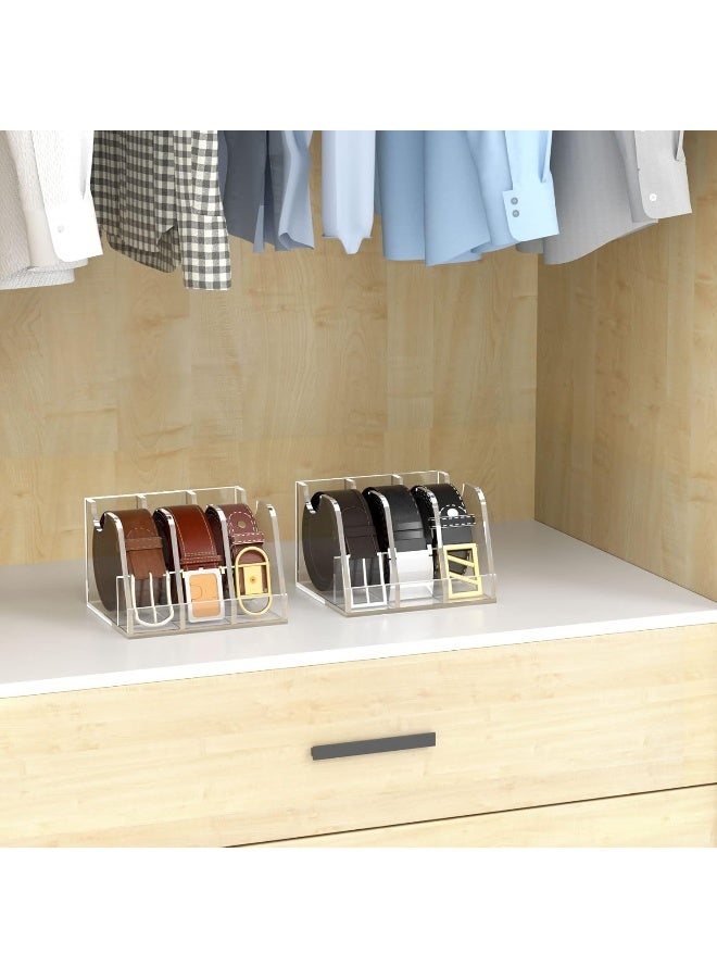 TPGP Acrylic Belt Storage Holder for Closet & Drawer, 3-Compartment Belt Box with Display Stand  - Image 5