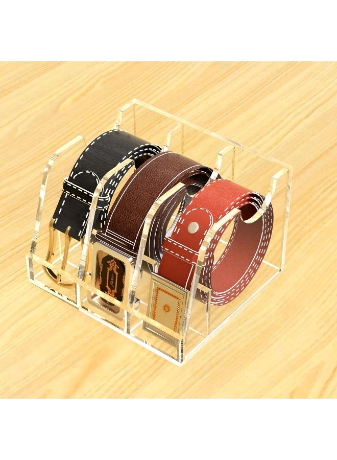 TPGP Acrylic Belt Storage Holder for Closet & Drawer, 3-Compartment Belt Box with Display Stand  - Image 2