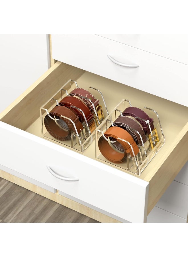 TPGP Acrylic Belt Storage Holder for Closet & Drawer, 3-Compartment Belt Box with Display Stand  - Image 4