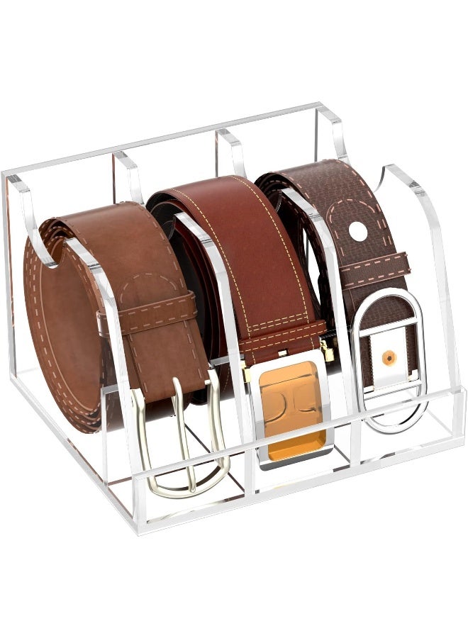TPGP Acrylic Belt Storage Holder for Closet & Drawer, 3-Compartment Belt Box with Display Stand  - Image 1