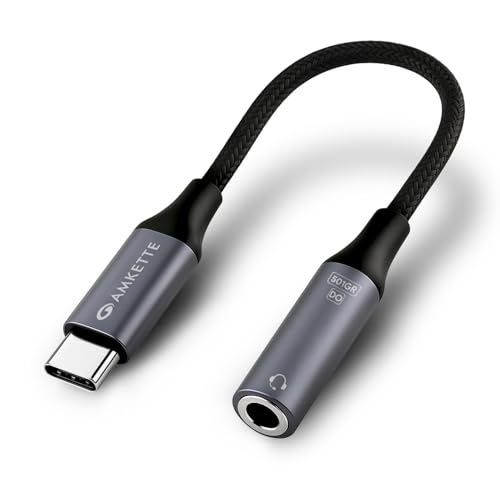 Amkette Type C to 3.5mm Audio Jack Connector | DAC Chipset | Kevlar Braided Cable | Compatible with iPhone 16,15 Series & Other Type C Phones | Premium Aluminum Build | Plug & Play Compatibility - Image 1