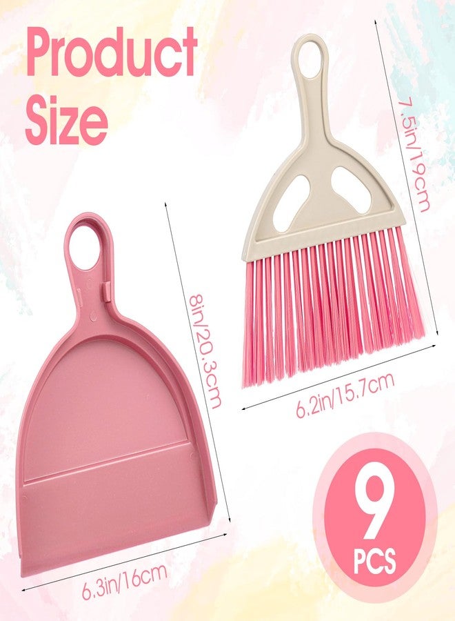 PercyEffie 9 Pcs Small Dustpan and Brush Set Mini Broom and Dustpan Set with Handle Nesting Portable Cleaning Tools for Home Office Car Keyboard Countertop and Pet Nest (Blue Red Green) - Image 2