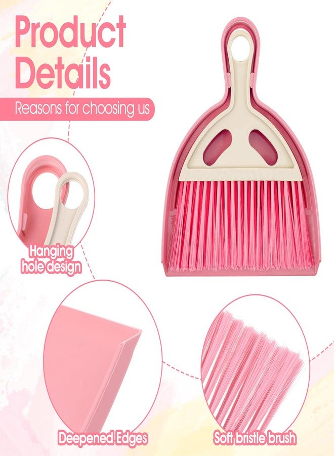 PercyEffie 9 Pcs Small Dustpan and Brush Set Mini Broom and Dustpan Set with Handle Nesting Portable Cleaning Tools for Home Office Car Keyboard Countertop and Pet Nest (Blue Red Green) - Image 3