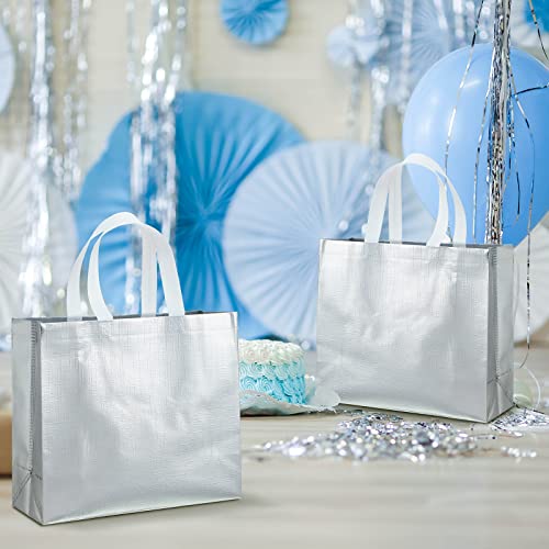 Eccliy 60 Pcs Reusable Gift Tote Bags Housekeeping Appreation Grocery Shopping Bag with Handles for Bridesmaid Wedding(Silver) - Image 5