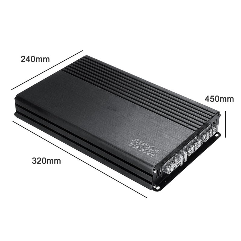 Car Amplifier: 5800W 4-Channel Black Premium Aluminum Alloy Housing - High Shock Resistance Quick Heat Dissipation Stereo Power Amplifier for Car Audio Systems - Image 4