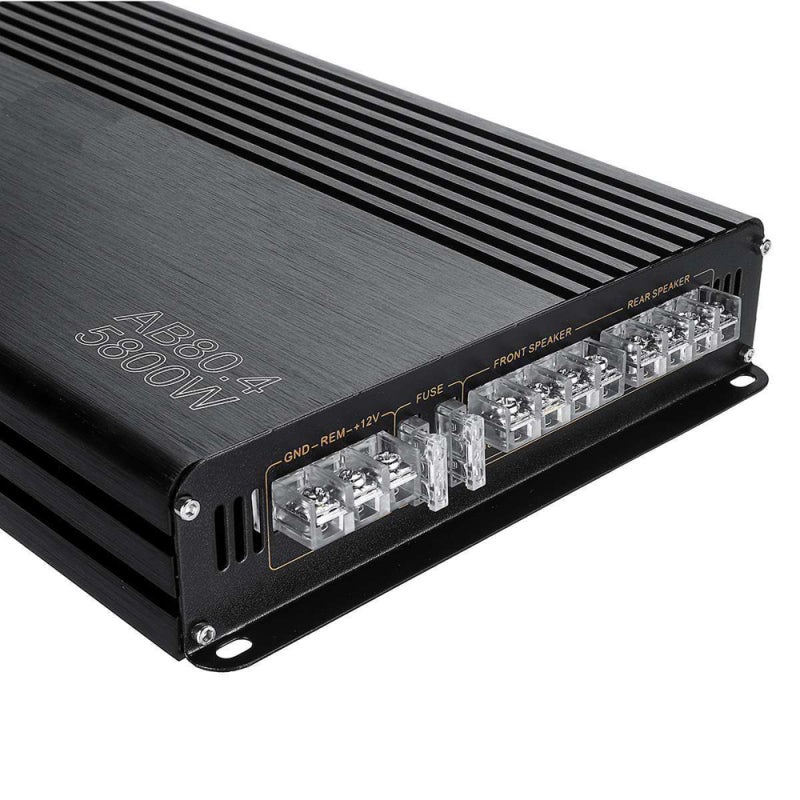 Car Amplifier: 5800W 4-Channel Black Premium Aluminum Alloy Housing - High Shock Resistance Quick Heat Dissipation Stereo Power Amplifier for Car Audio Systems - Image 5