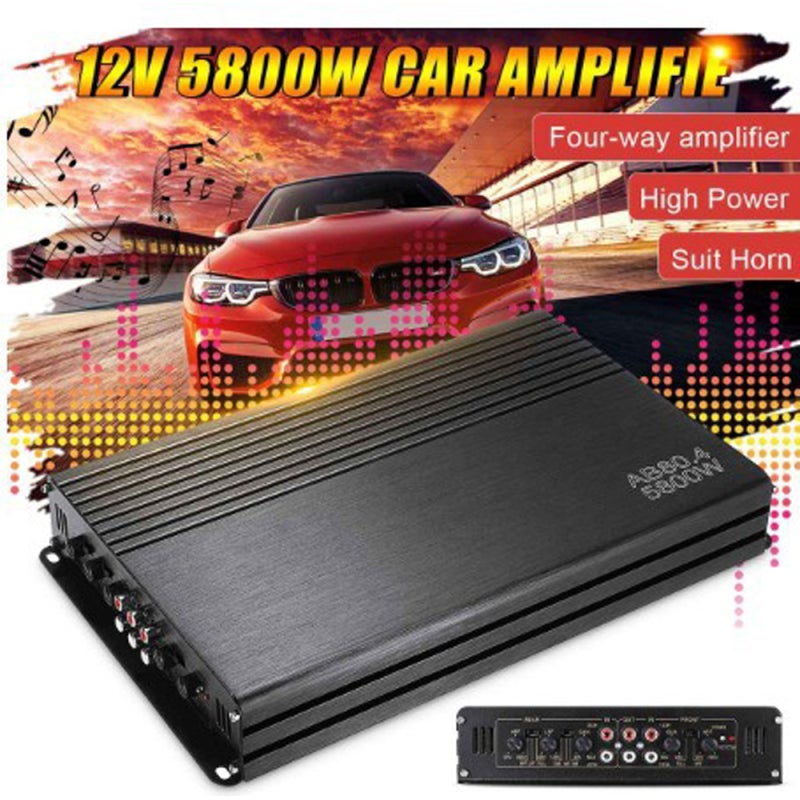 Car Amplifier: 5800W 4-Channel Black Premium Aluminum Alloy Housing - High Shock Resistance Quick Heat Dissipation Stereo Power Amplifier for Car Audio Systems - Image 3
