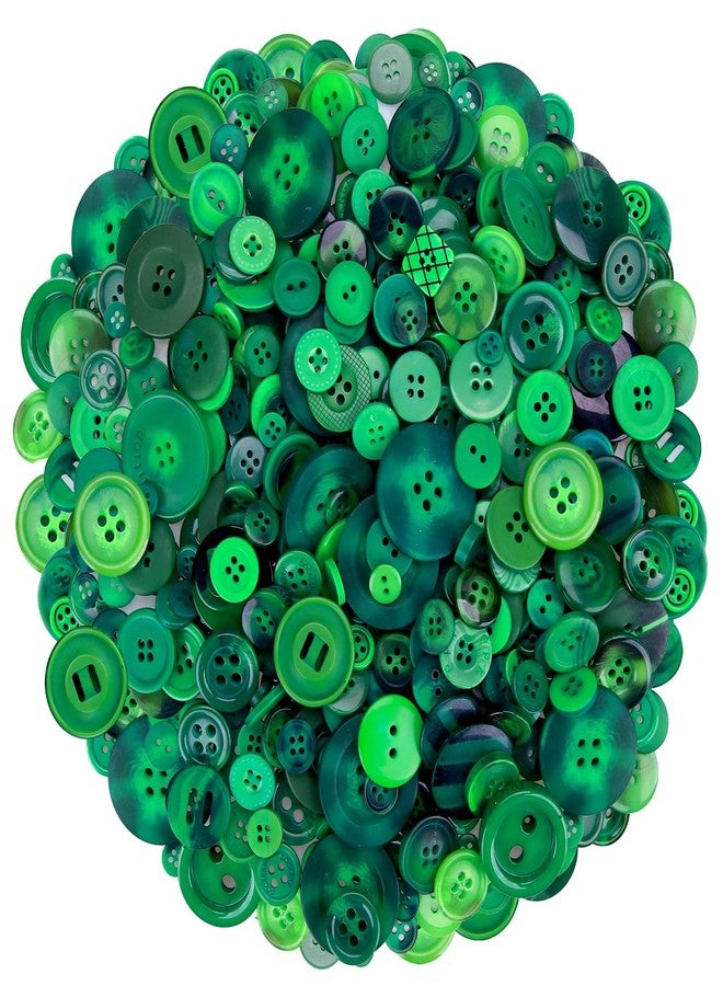 Greentime 250-300 Pcs Buttons for Crafts Assorted Size for Sewing DIY Crafts Decoration for St Patricks Day-Green - Image 1