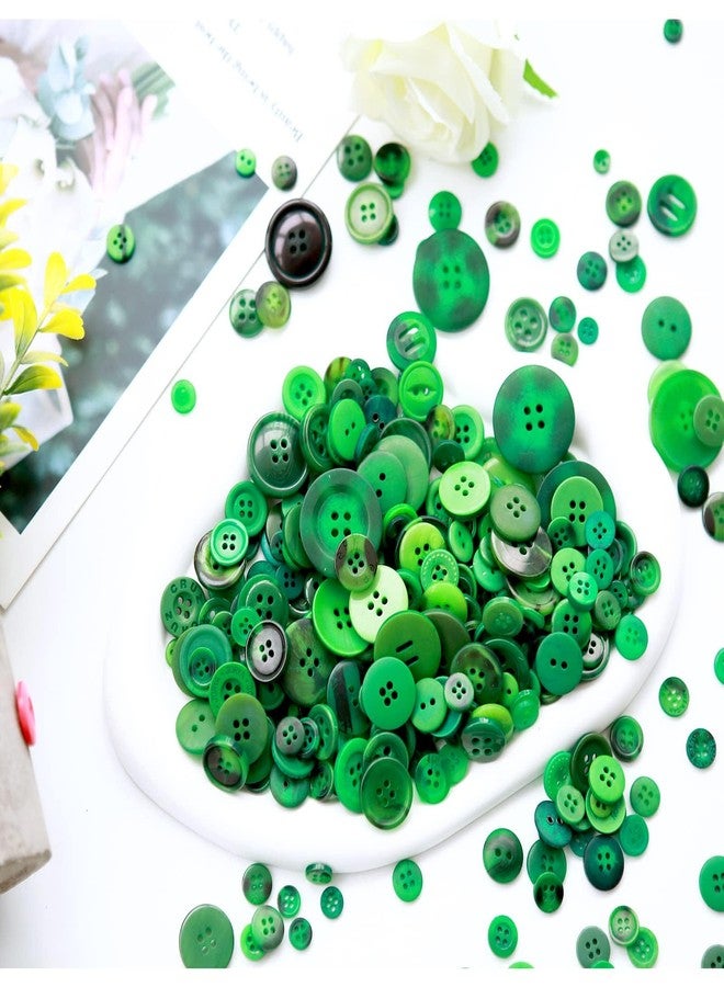 Greentime 250-300 Pcs Buttons for Crafts Assorted Size for Sewing DIY Crafts Decoration for St Patricks Day-Green - Image 2