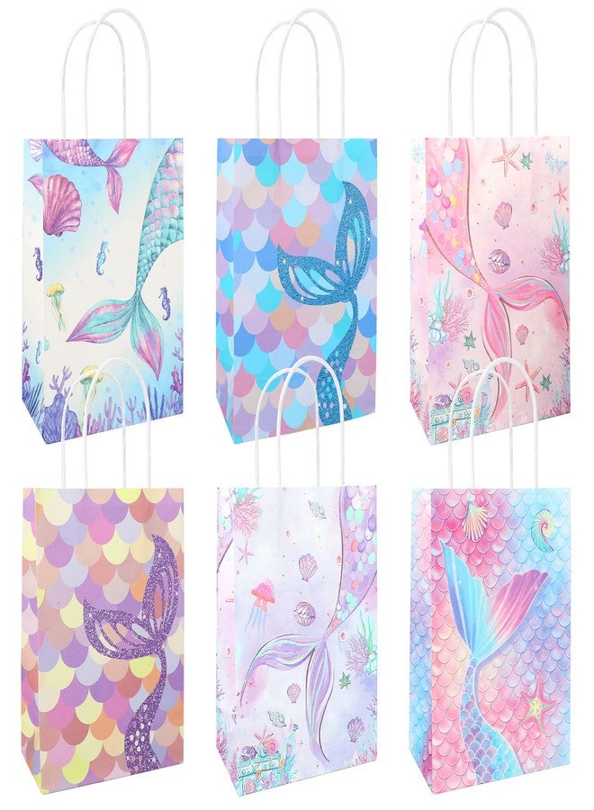 Hidaily 24 Pcs Mermaid Birthday Party Favors Bags, Mermaid Goodie Candy Bags with Handle, Under the Sea Gift Wrap Packs for Kids Girls Party Decoration - Image 1