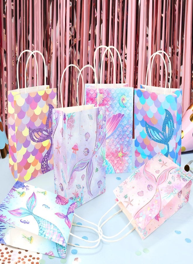 Hidaily 24 Pcs Mermaid Birthday Party Favors Bags, Mermaid Goodie Candy Bags with Handle, Under the Sea Gift Wrap Packs for Kids Girls Party Decoration - Image 4