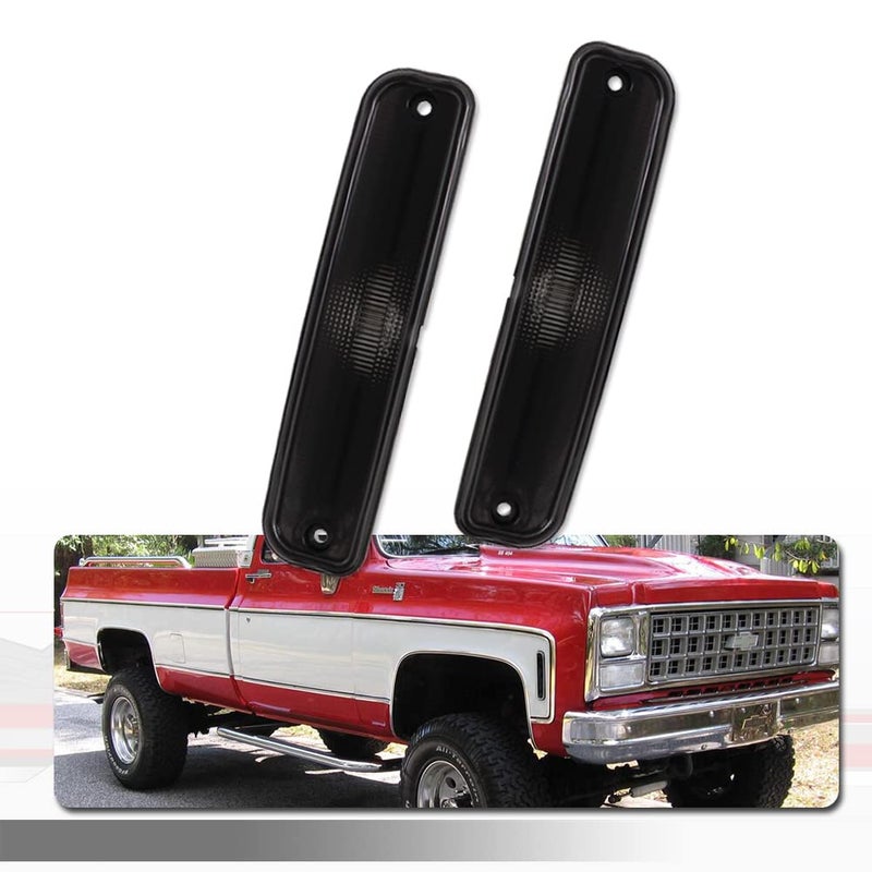 Tonsya For 73 74 75 76 77 78 79 80 GMC Chevy Pickup Blazer Suburban Jimmy C10 C20 C30 GMC Front Bumper Signal Side Marker housing Smoked Lens 915557 915558 GM2550115 GM2551107