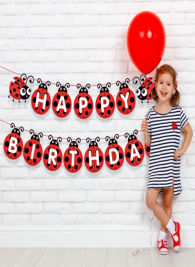 BHNACIER Ladybug Birthday Banner Ladybug Birthday Party Supplies Cute Ladybird Bday Bunting Sign Ladybugs Party Banner for Insect Ladybugs Theme Decor - Image 5