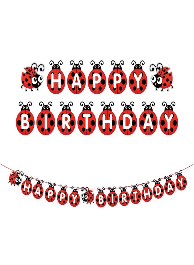 BHNACIER Ladybug Birthday Banner Ladybug Birthday Party Supplies Cute Ladybird Bday Bunting Sign Ladybugs Party Banner for Insect Ladybugs Theme Decor - Image 3