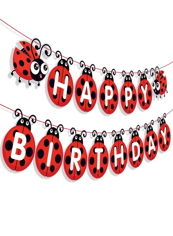 BHNACIER Ladybug Birthday Banner Ladybug Birthday Party Supplies Cute Ladybird Bday Bunting Sign Ladybugs Party Banner for Insect Ladybugs Theme Decor - Image 1