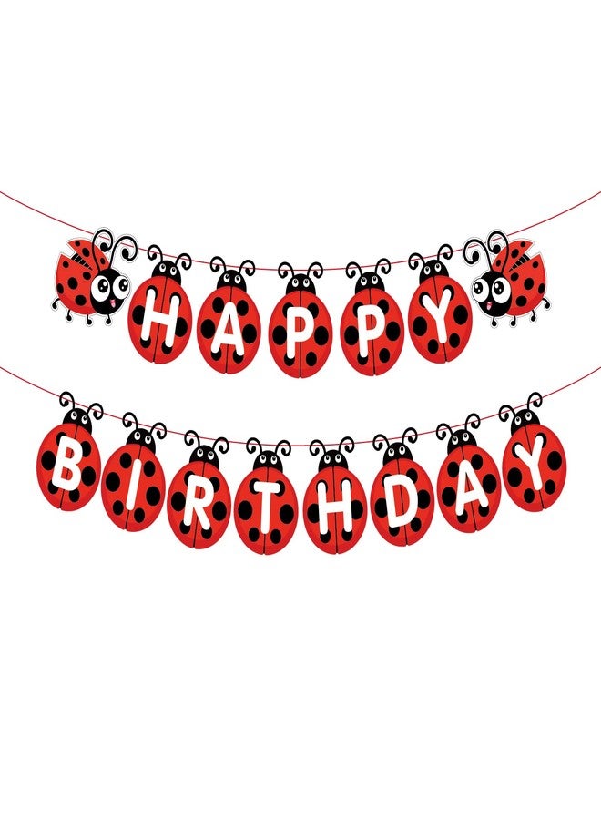 BHNACIER Ladybug Birthday Banner Ladybug Birthday Party Supplies Cute Ladybird Bday Bunting Sign Ladybugs Party Banner for Insect Ladybugs Theme Decor - Image 4