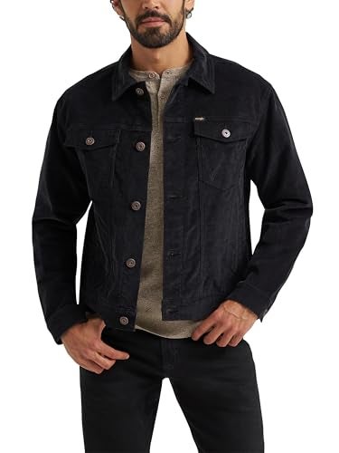 Wrangler Mens Corduroy Trucker Jacket Jet Black XLarge - Image 1