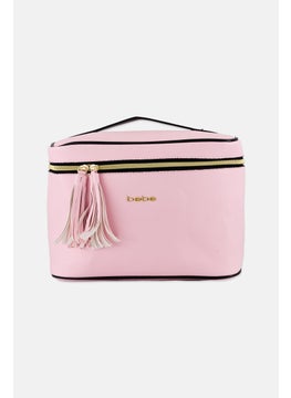 bebe Women Brand Logo Cosmetic Bag, Pink  - Image 1