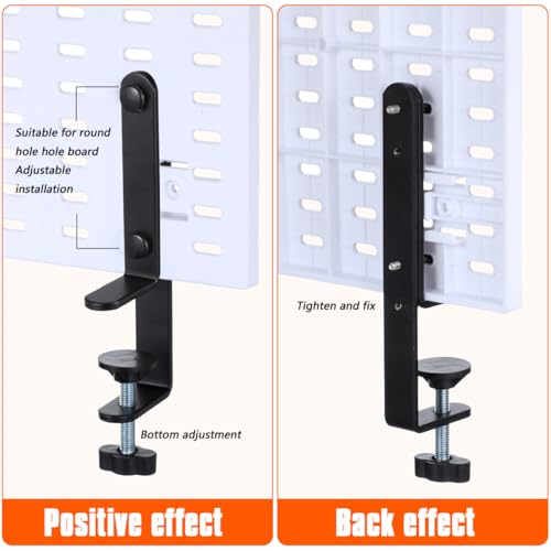 OSALADI 2pcs Pegboard Desk Bracket Pegboard Table Mount Desktop Connector Shield Holder Desk Shelf Clamp Support Pegboard Installing Tool for Garage Kitchen Home Office Black, N550MJBGUGA5110QJ74RFP1 - Image 5
