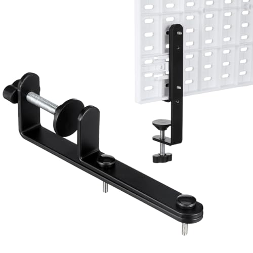 OSALADI 2pcs Pegboard Desk Bracket Pegboard Table Mount Desktop Connector Shield Holder Desk Shelf Clamp Support Pegboard Installing Tool for Garage Kitchen Home Office Black, N550MJBGUGA5110QJ74RFP1 - Image 1