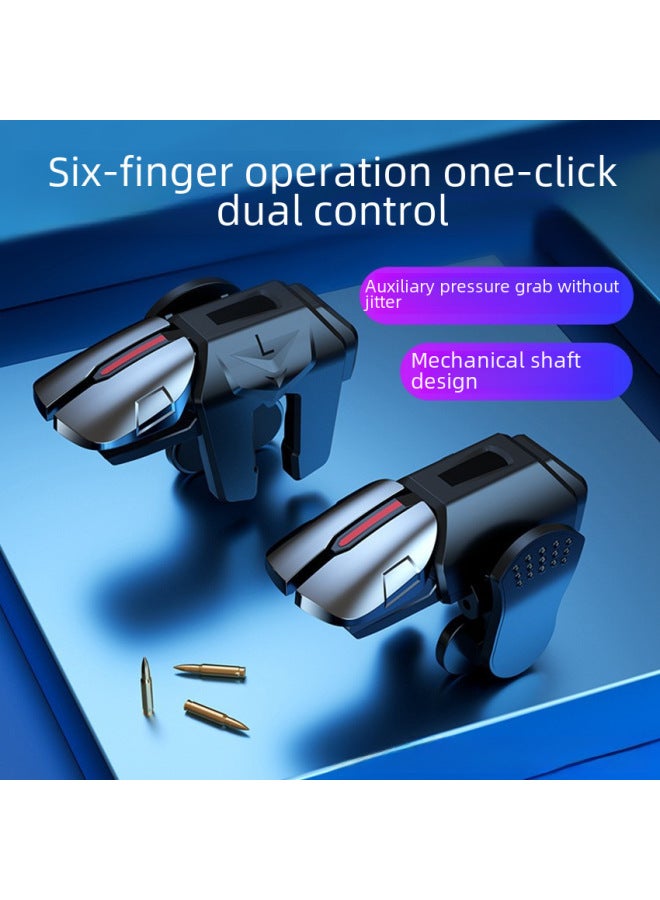 G21 Six-finger Linkage Mobile Game Controller Physical Mechanical Key Aid on Direct Sale For Pubg Game-Product Color:G21 Six-finger Linkage Alloy Black - Image 2