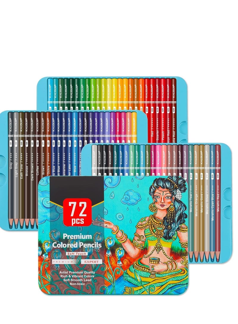 SYOSI Premium Colored Pencils Set of 72 Colors, Artists Soft Core with Vibrant Color, Include 7 Metallic Color Pencils, Ideal for Drawing Sketching Shading, Coloring Adults Beginners kids - Image 1