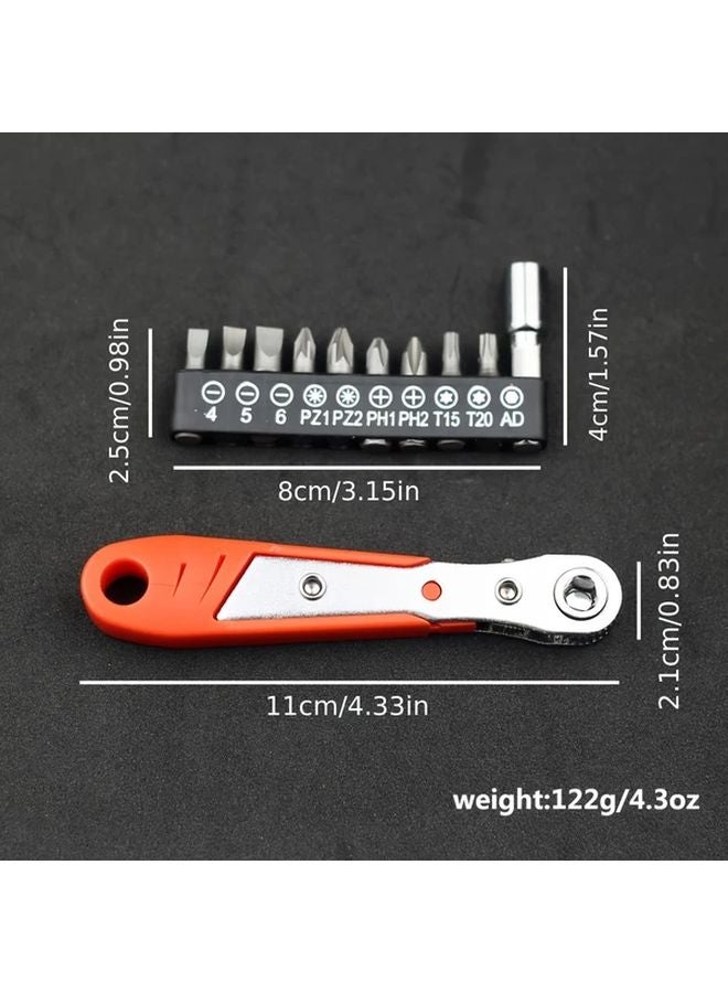 Black Dual Direction Mini Ratchet Wrench Set With Screwdriver Head Hex Socket Flexible Handle - Image 5