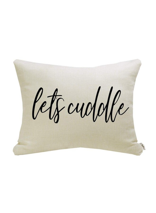 Meekio Farmhouse Pillow Covers with Let’s Cuddle Quote 12" x 20" Farmhouse Rustic Décor Lumbar Pillow Covers with Saying Housewarming Gifts Family Room Décor - Image 1