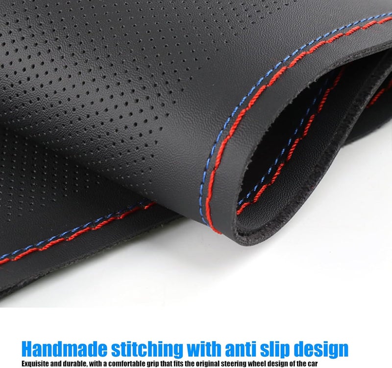 NGHEY Pack-1 Leather Steering Wheel Cover, Universal Non-Slip Stitch On Wrap, DIY Car Wheel Cover Protector with Needle and Thread for Most Cars SUVs and Trucks (Black #0) - Image 5