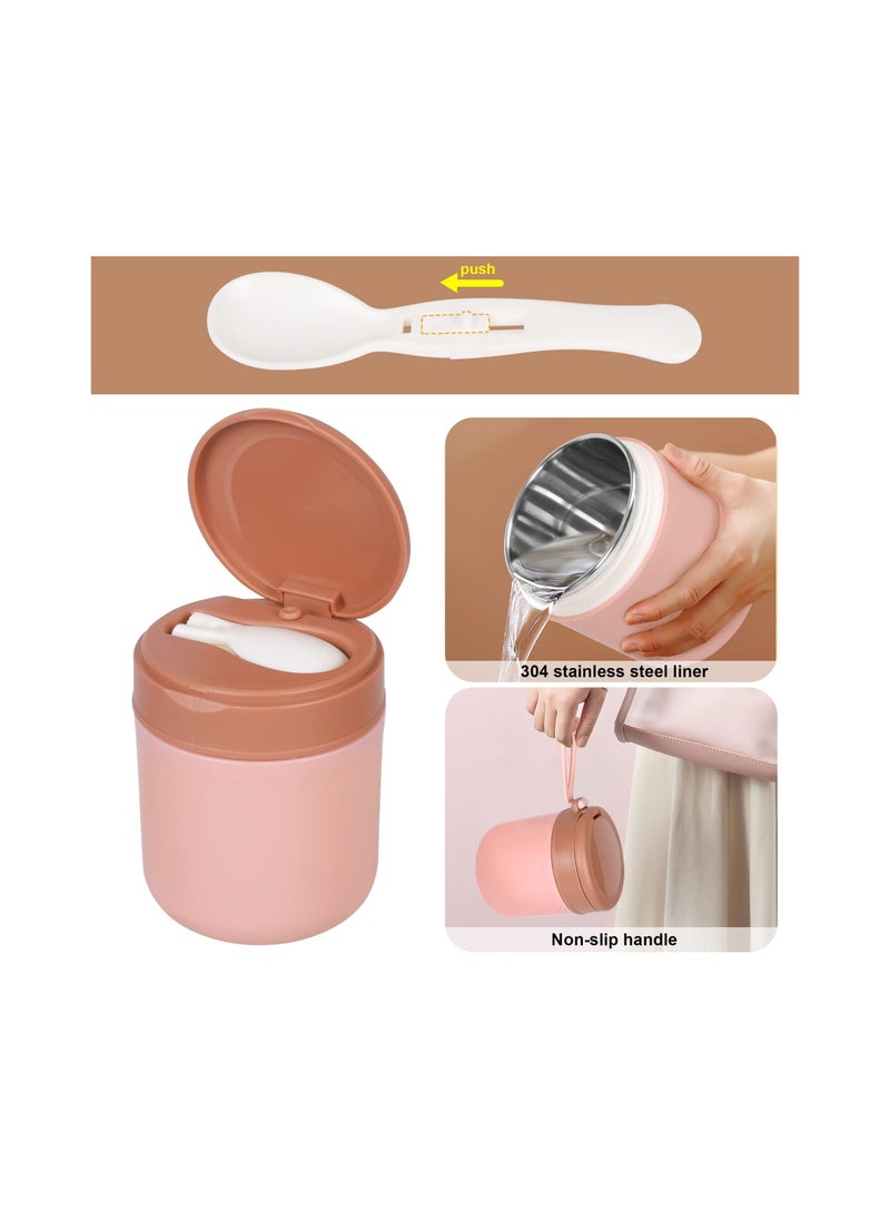 Y&D - Insulated Food Container for Kids Adult Stainless Steel Vacuum Jar with Folding Spoon Leak Proof Thermo Portable Bowl - Image 1