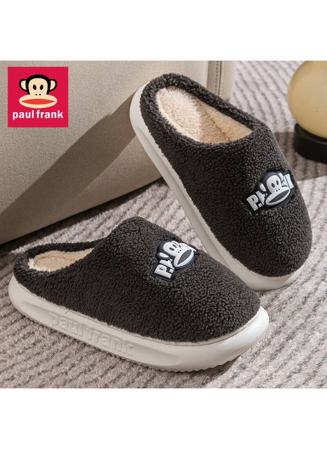 Paulfrank Big-mouth Monkey Cotton Slippers For Men, Autumn And Winter Home Use, Fleece-lined Thick-soled Warm Cotton Shoes For Women, Sh102 Black 280