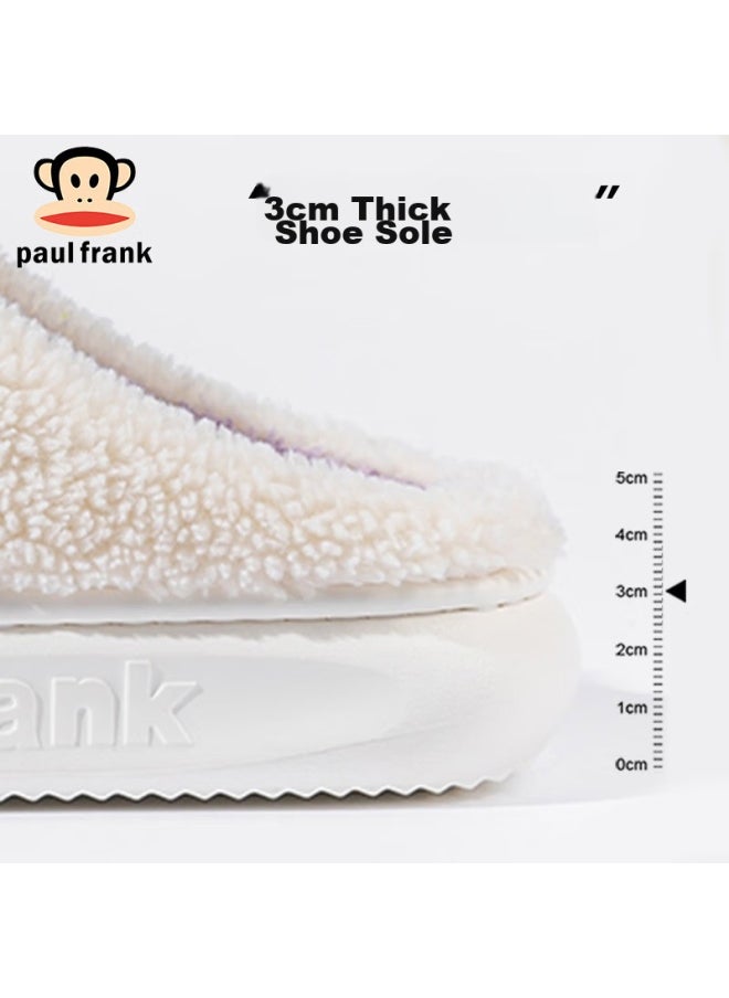 Paulfrank Big-mouth Monkey Cotton Slippers For Men, Autumn And Winter Home Use, Fleece-lined Thick-soled Warm Cotton Shoes For Women, Sh102 Black 280