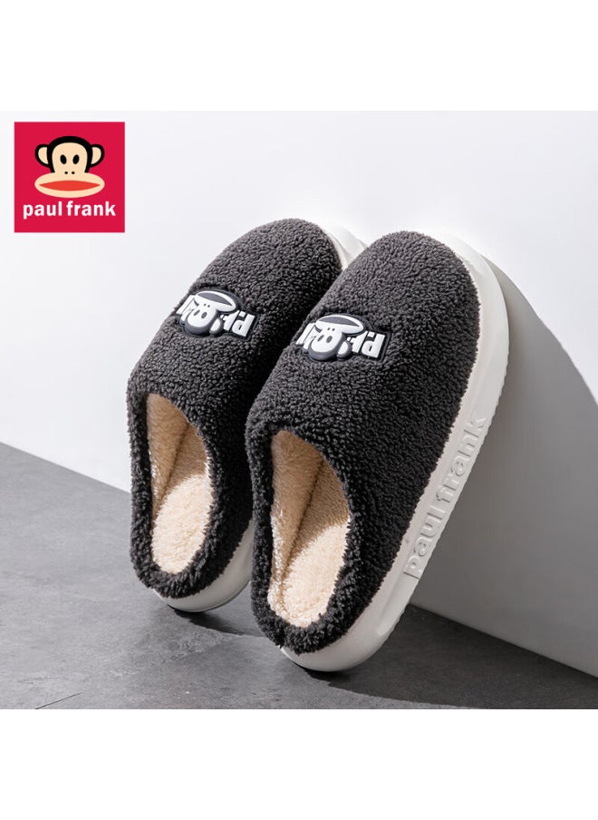 Paulfrank Big-mouth Monkey Cotton Slippers For Men, Autumn And Winter Home Use, Fleece-lined Thick-soled Warm Cotton Shoes For Women, Sh102 Black 280